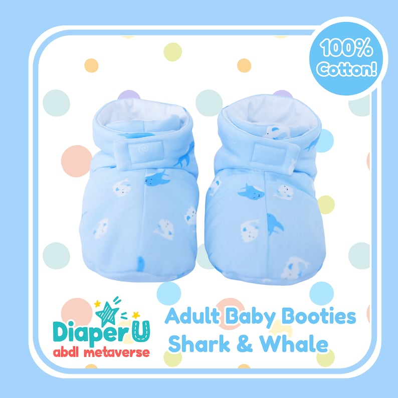 ABDL Adult Baby Booties Shark & Whale Etsy