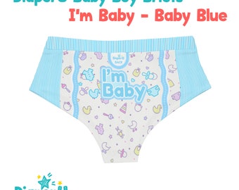 ABDL Adult Baby Boy Briefs Underwear I'm Baby baby Blue 