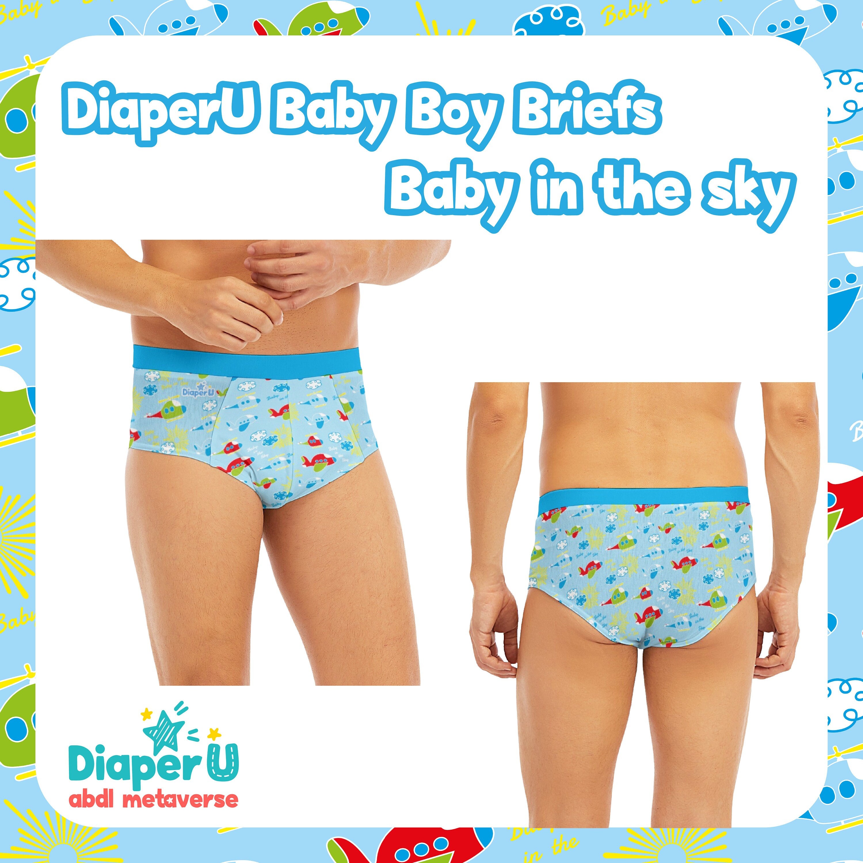 ABDL Adult Baby Boy Briefs Underwear Baby Astronaut 