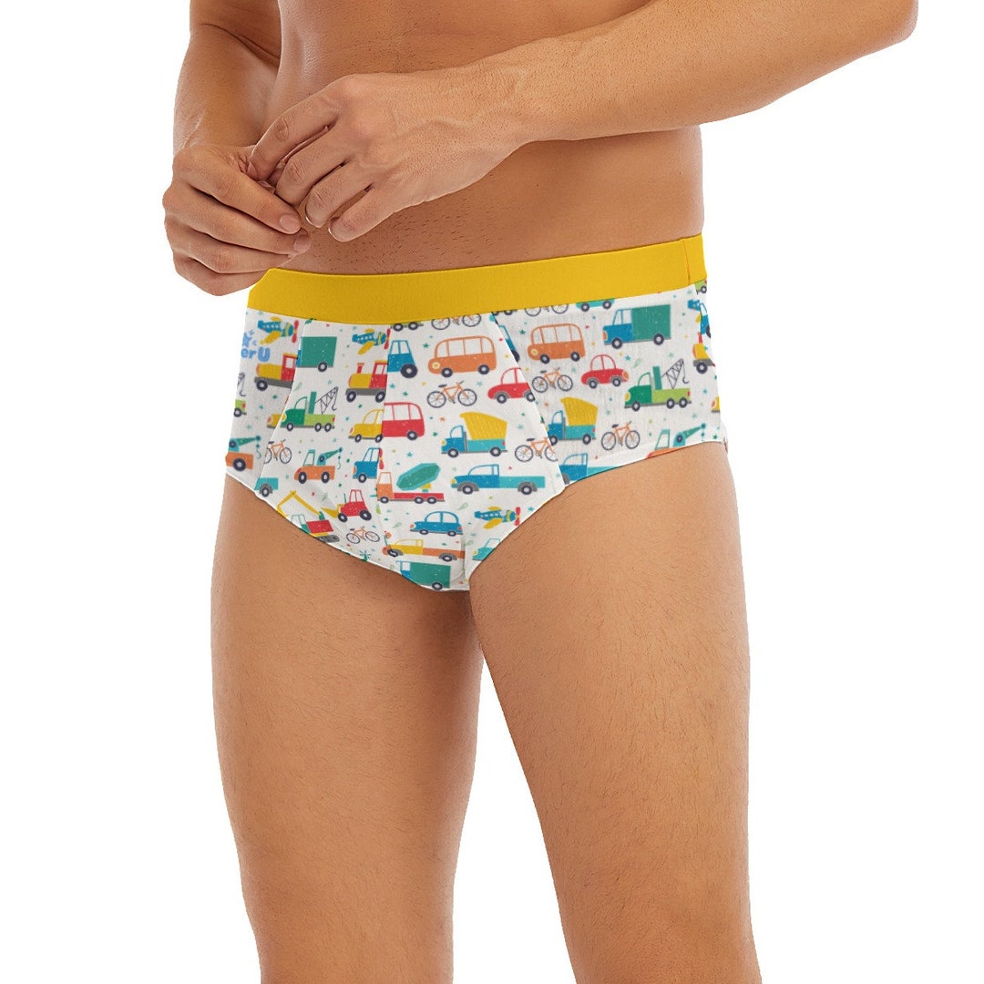 Adult Baby Boy Briefs Vehicle Yellow 