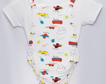 Adult Baby ABDL Sunsuit Romper - Cars & Plane