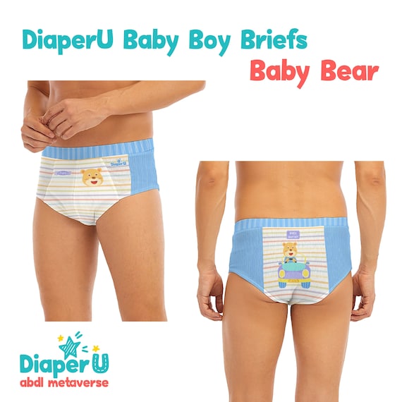 ABDL Adult Baby Boy Briefs Underwear Baby Bear 