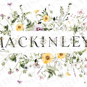 Customizable Name Picture | Nursery name sign | Flowers Picture | Baby Shower gift | Digital Download