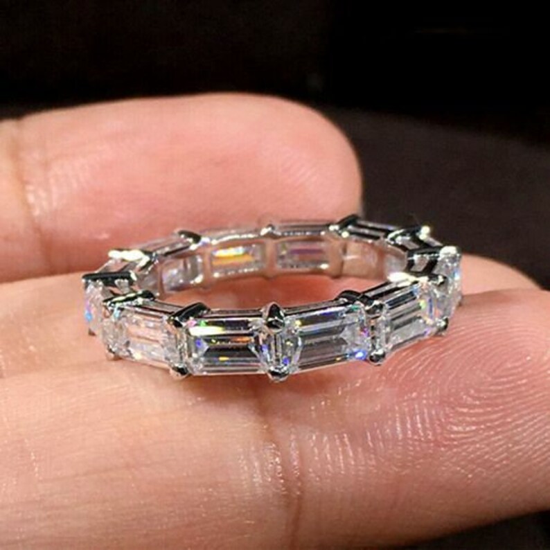 Emerald Cut Diamond Eternity Band Eternity Engagement Ring Etsy