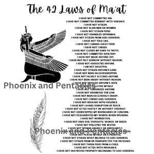 The 42 Laws of Ma&#39;at (ONE SHEET 8.5x11 in PDF)