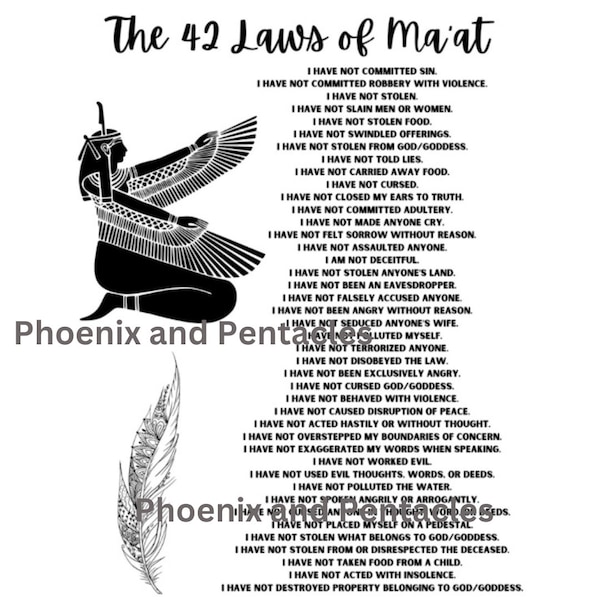 The 42 Laws of Ma'at (ONE SHEET 8.5x11 in PDF)
