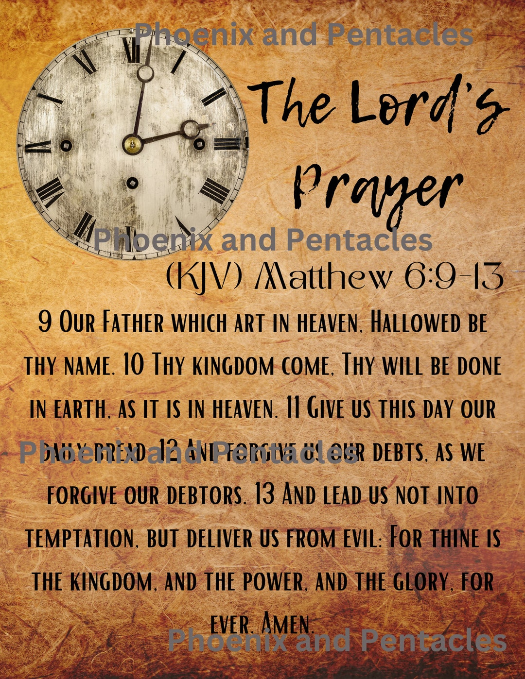 The Lord's Prayer, Holy Bible, Matthew 6:9-13, Vintage Digital PDF, PDF ...