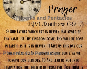 The Lord's Prayer, Holy Bible, Matthew 6:9-13, Vintage Digital PDF, PDF Download, The Lord's Prayer, PNG, 8.5x11, The Lord's Prayer Printout