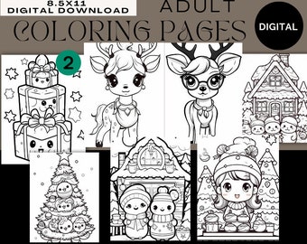 One Sheet PDF Adult Holiday Coloring Pages | Adult Coloring Pages | PDF | PNG | 8.5x11 | Smiling Packages | Holiday Coloring Pages