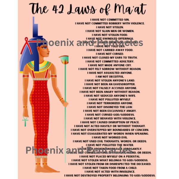 The 42 Laws of Ma'at (ONE SHEET 8.5x11 in PDF)