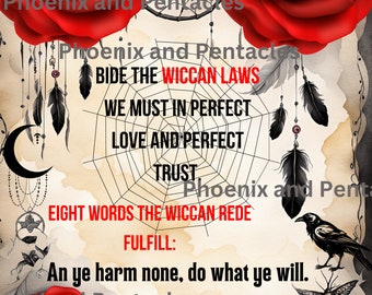 The Wiccan Rede - Short Version: (ONE SHEET 8.5x11 in PDF, Png), Wiccan Rede, Rede, The Wiccan Rede Short, Witch Rede, Witchy, Wicca Rede