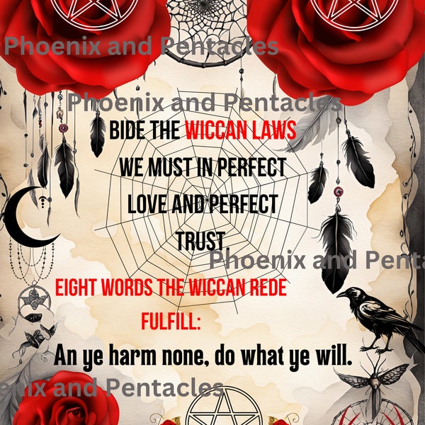 The Wiccan Rede - Short Version: (ONE SHEET 8.5x11 in PDF, Png), Wiccan Rede, Rede, The Wiccan Rede Short, Witch Rede, Witchy, Wicca Rede