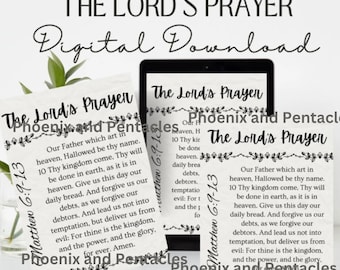 The Lord's Prayer, Holy Bible, Matthew 6:9-13, Digital PDF, PDF Download, The Lord's Prayer, PNG, 8.5x11, The Lord's Prayer Printout