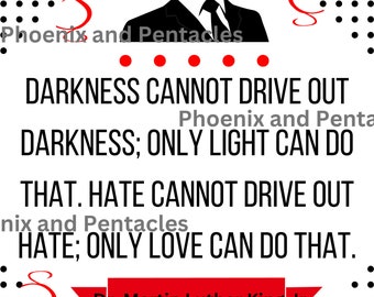 MLK A escuridão não pode expulsar a citação da escuridão, Mlk Quotes, PDF Digital Download, Dr. King Quotes, para impressão, (8,5x11) MLK Quote Cards, Mlk