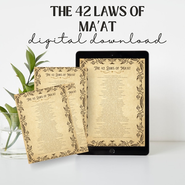 The 42 Laws of Ma'at (ONE SHEET 8.5x11 in PDF)