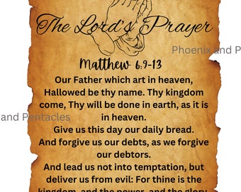 The Lord's Prayer, Holy Bible, Matthew 6:9-13, Digital PDF, PDF Download, The Lord's Prayer, PNG, 8.5x11, The Lord's Prayer Vintage