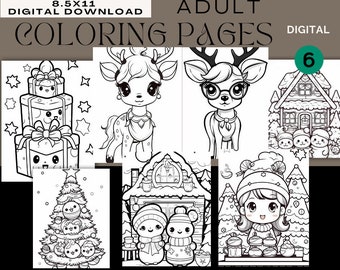 One Sheet #6 PDF Adult Holiday Coloring Pages | Adult Coloring Pages | PDF | PNG | 8.5x11 | Holiday Coloring Pages