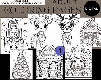 One Sheet #1 PDF Adult Holiday Coloring Pages | Adult Coloring Pages | PDF | PNG | 8.5x11 | Holiday Coloring Pages