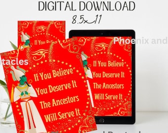 If You Believe You Deserve It the Ancestors Will Serve it Quote Printout PDF, PNG (One Sheet 8.5x11)