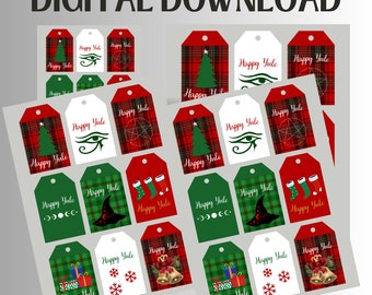 Happy YULE Gift Tag Printout, PDF 8.5x11 Printout, PNG