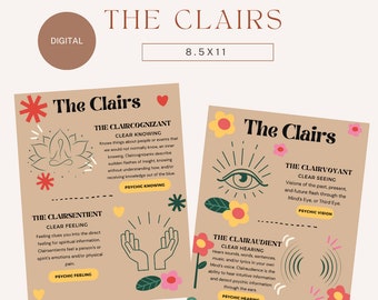 Groovy Printable Clair Bundle Printout, 4 Clair Bookmarks, Clair Quick Guide Printout, Digital Download, (8.5x11 PDF)