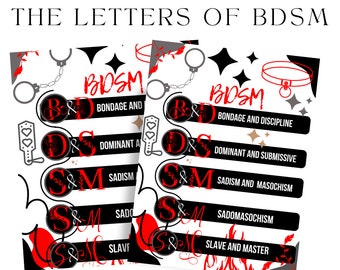 The BDSM Abbreviations, BDSM, Bdsm meanings, and the meaning of the letters bdsm (One Sheet Printout 8.5x11 in PDF)