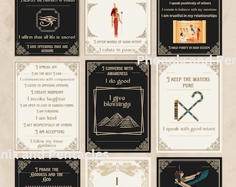 The 42 Ideals of Ma'at Cards One Sheet (ONE SHEET 8.5x11 in PDF), png, 42 affirmations of Ma'at, Affirmation Cards, 42 Affirmations of Ma'at