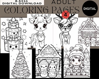 One Sheet #4 PDF Adult Holiday Coloring Pages | Adult Coloring Pages | PDF | PNG | 8.5x11 | Holiday Coloring Pages