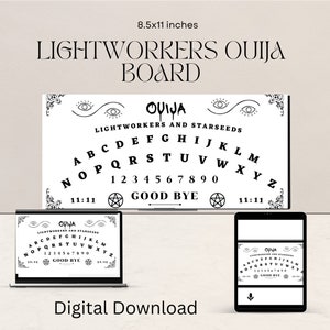 Ouija Board, Lightworker Ouija Board, Ouija Board Print Out, Ouija Board Digital (8.5x11 PDF) White