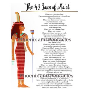 The 42 Laws of Ma&#39;at (ONE SHEET 8.5x11 in PDF)