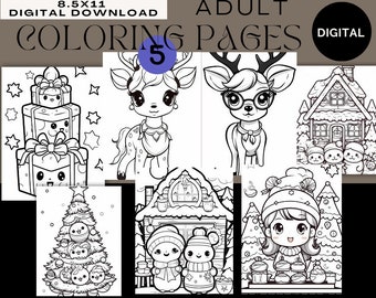 One Sheet #5 PDF Adult Holiday Coloring Pages | Adult Coloring Pages | PDF | PNG | 8.5x11 | Holiday Coloring Pages