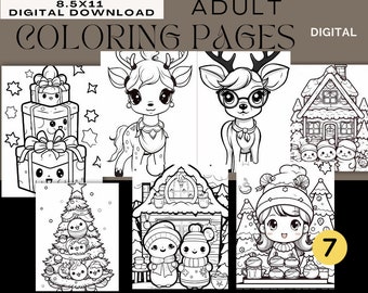 One Sheet #7 PDF Adult Holiday Coloring Pages | Adult Coloring Pages | PDF | PNG | 8.5x11 | Holiday Coloring Pages