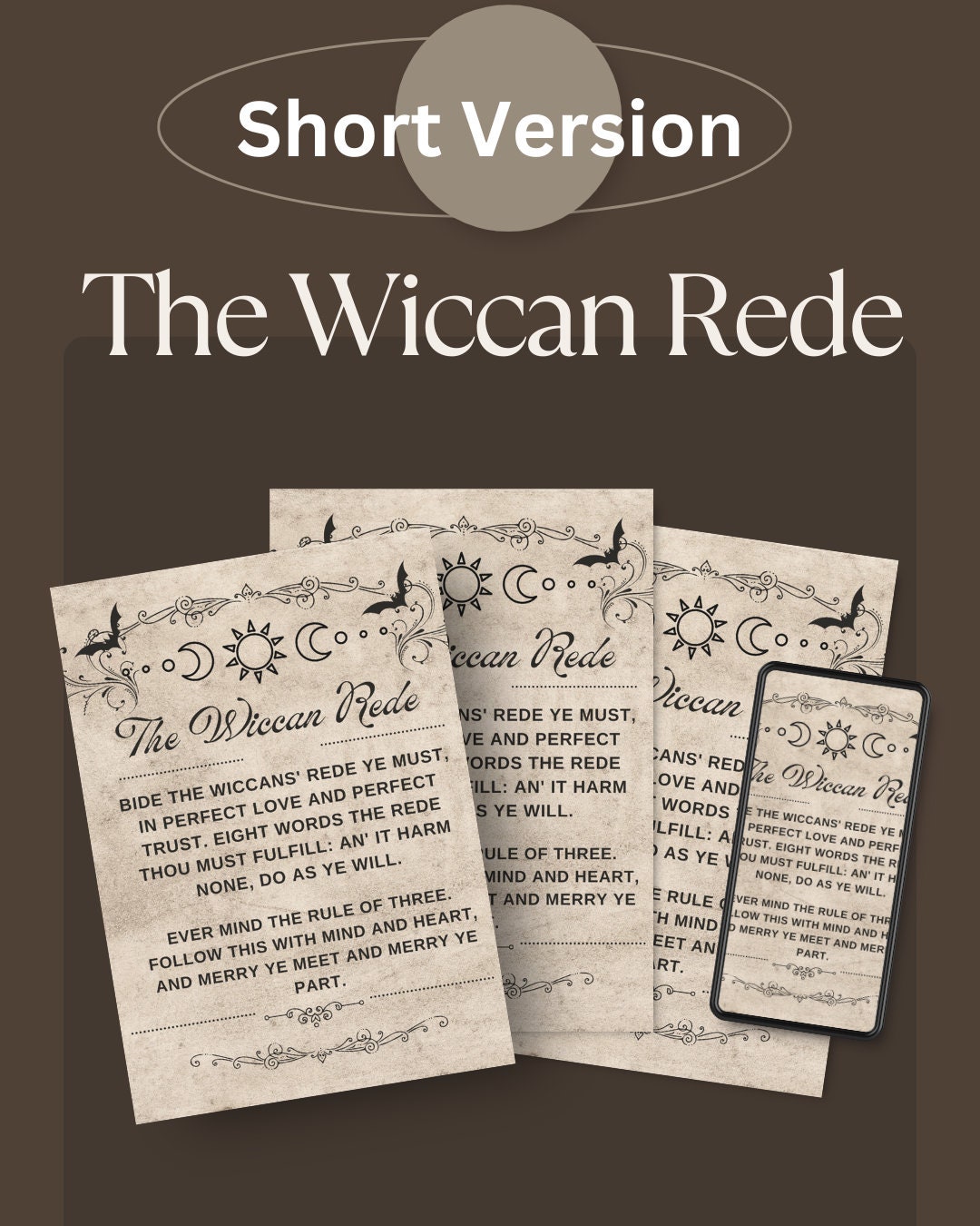 The Wiccan Rede - Short Version: (ONE SHEET 8.5x11 in PDF) - Etsy