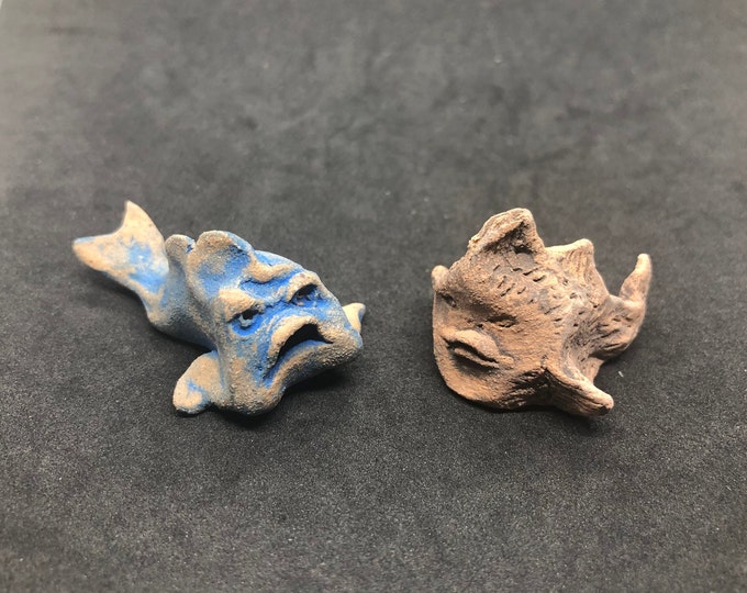 Fish Ceramic Figurine, Tiny Animal Miniature, Home Decor