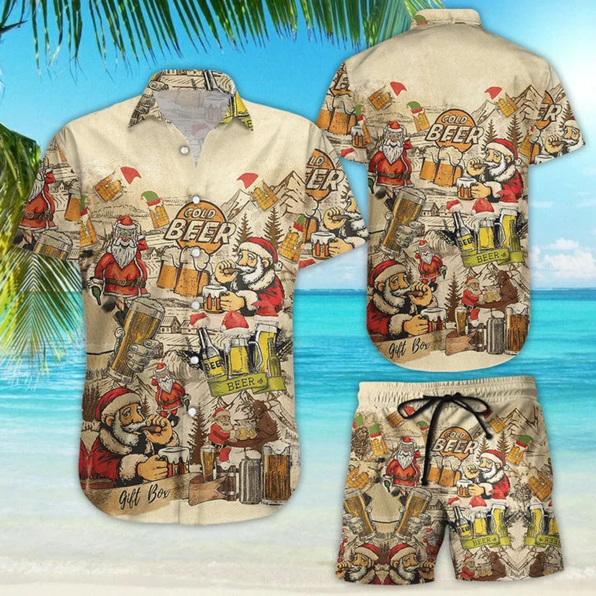 Santa Claus Beer Christmas Hawaiian Shirt Santa Claus Beer Christmas Hawaiian Shirt