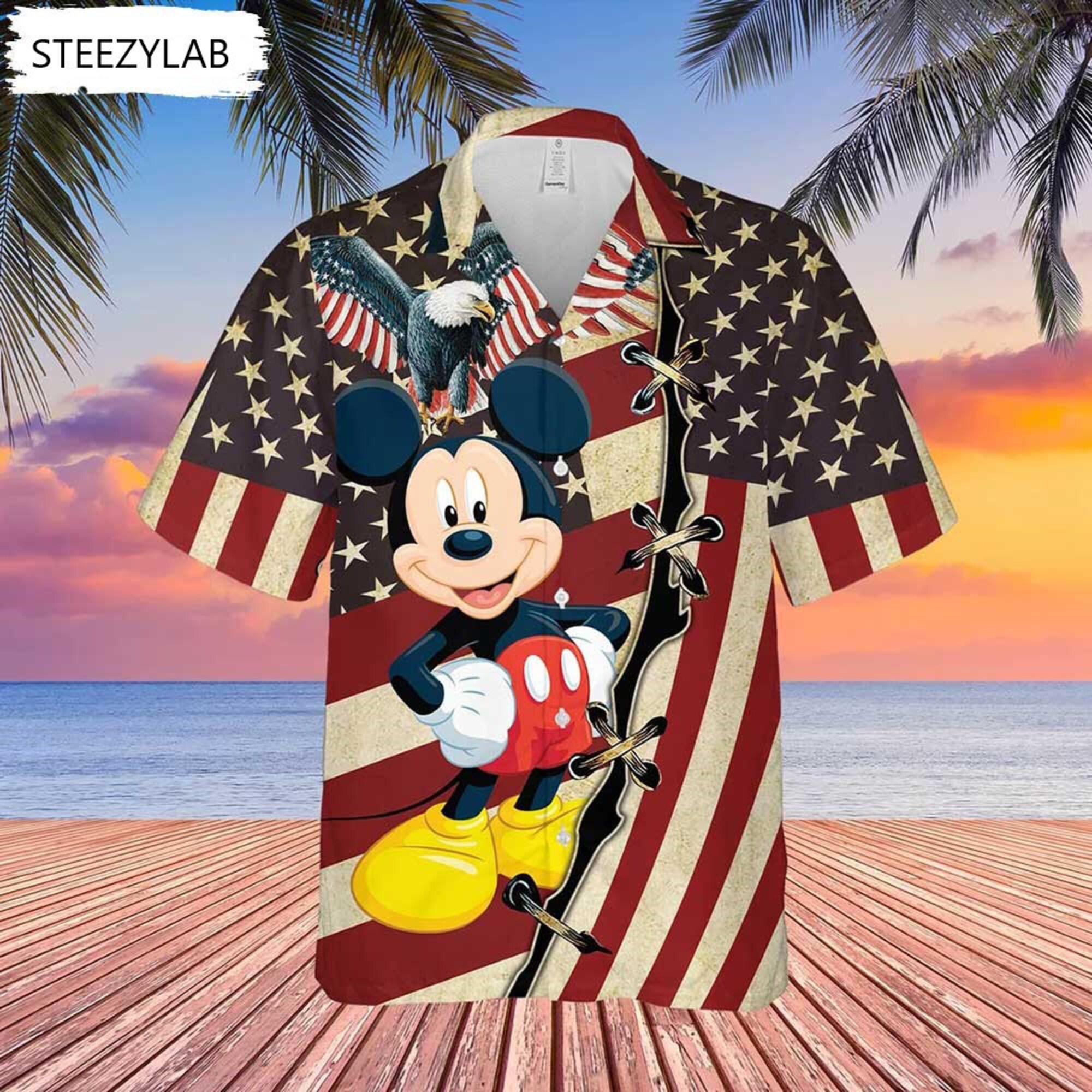 Disney Mickey Amerika 4. Juli 3D Hawaiian Shirt Disney Mickey Amerika 4. Juli 3D Hawaiian Shirt