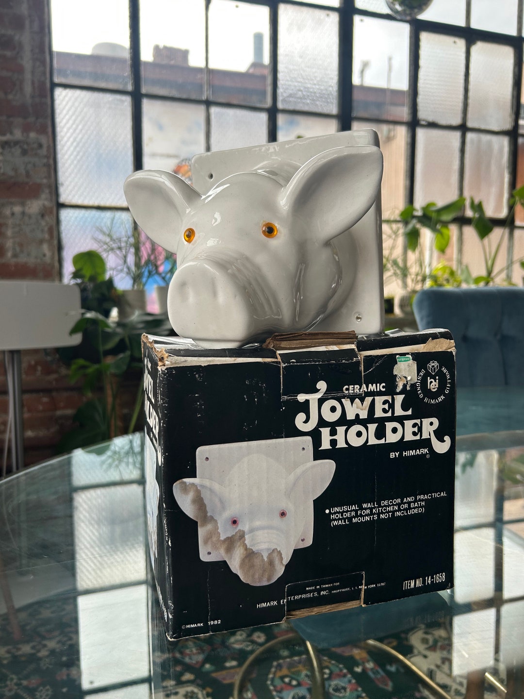 Vintage Himark White Ceramic Pig Head Towel Holder Etsy