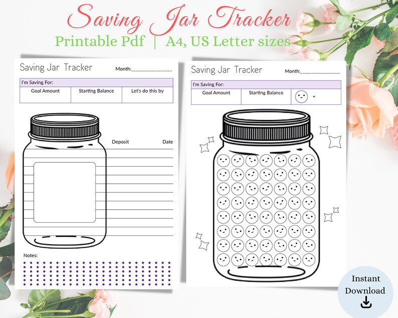 Printable Saving Goal Jar Goal Planner Saving Goal Settings Etsy