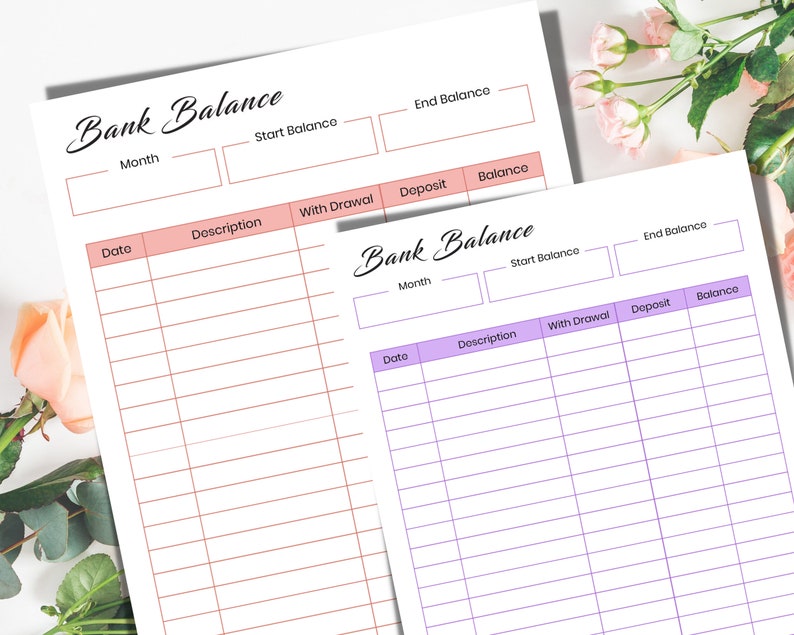Printable Bank Balance Bank Account Log Savings Account - Etsy