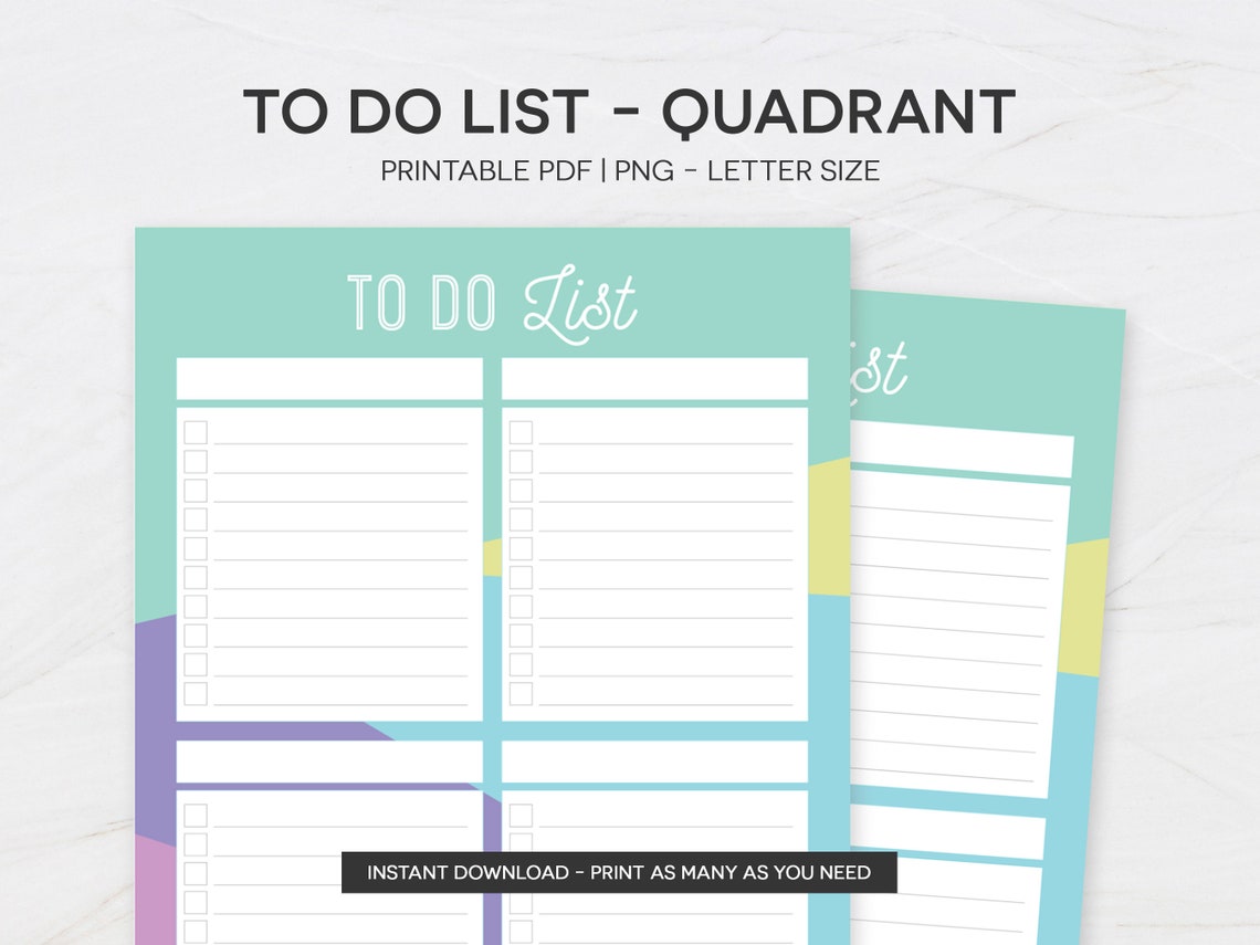 Geometric to Do List Planner Printable Quadrant to Do List - Etsy