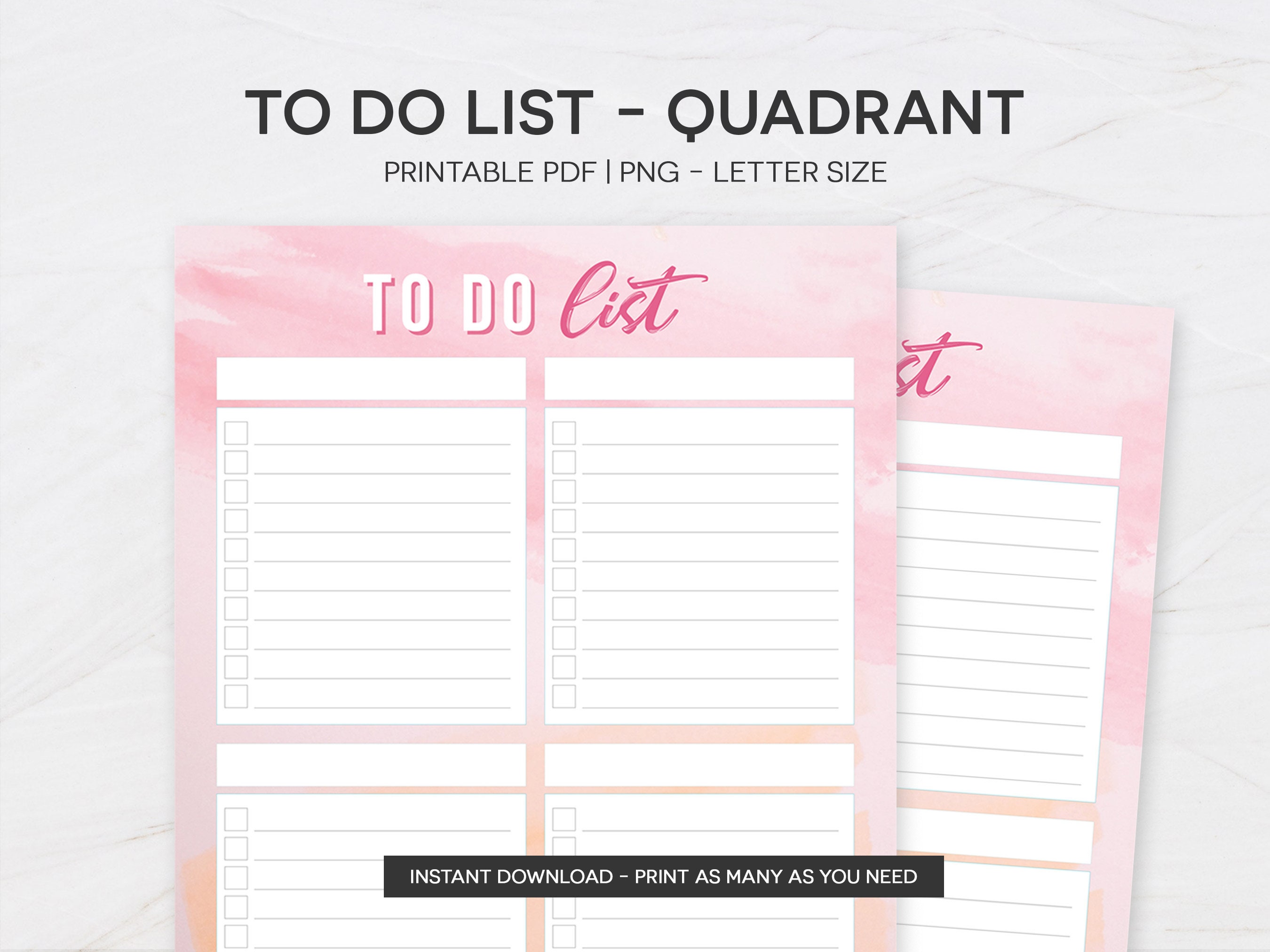 To Do List Planner Printable Quadrant to Do List Task - Etsy
