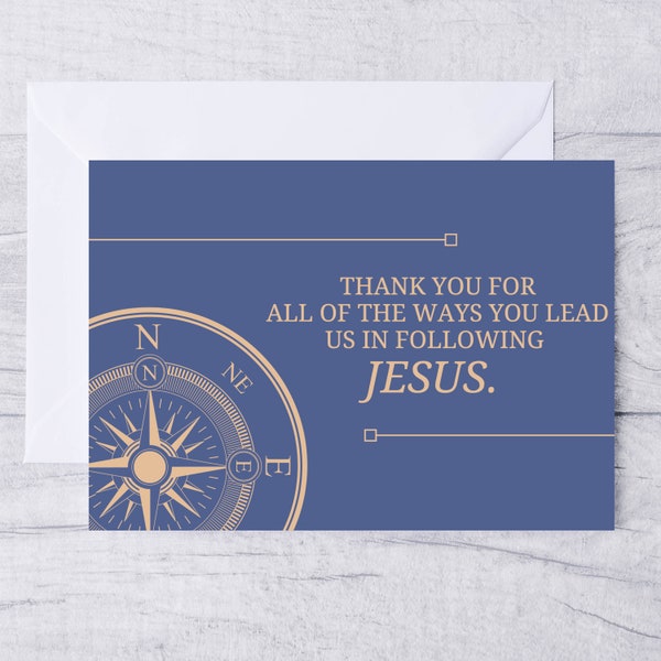 Pastor Appreciation BLANK "Thank you for all of the ways you lead us in following Jesus" | Also: Parents, Grandparents, Bible Study Leaders