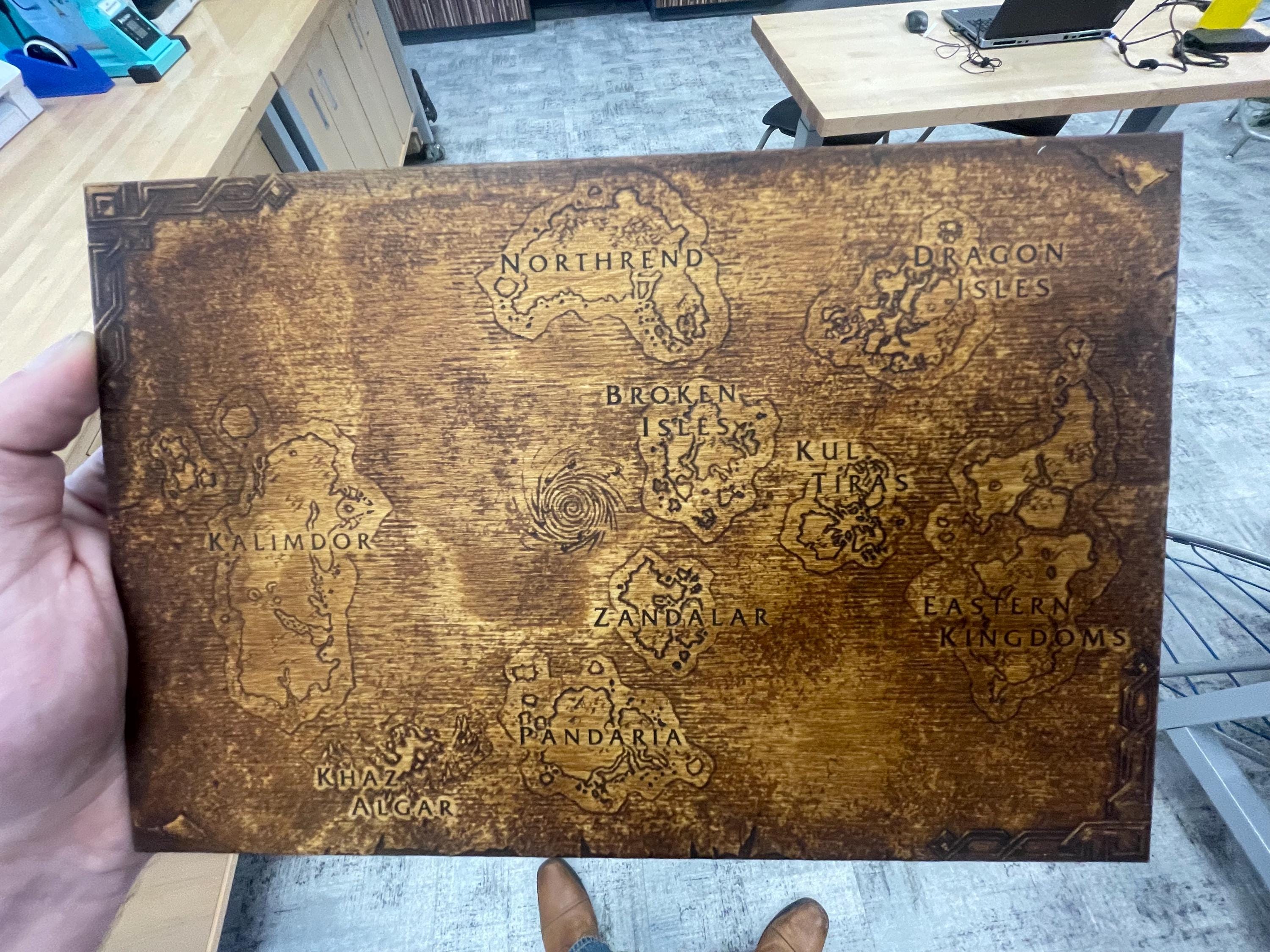 Wood Map of Azeroth From World of Warcraft | Laser Etched - Etsy