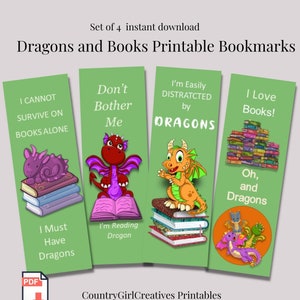 Dragon Saying Printable Bookmarks | Book Lover Gift | Instant Digital Download | Stocking Stuffer Gift | Last Minute Gift| Book Accessory
