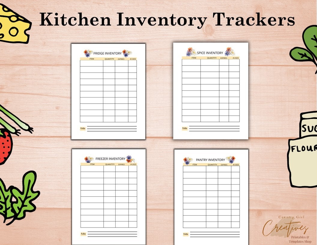 Kitchen Inventory Tracker Free Download Kitchen Inventory Trackers, Pantry Stock Sheet, Fridge Checklist ...