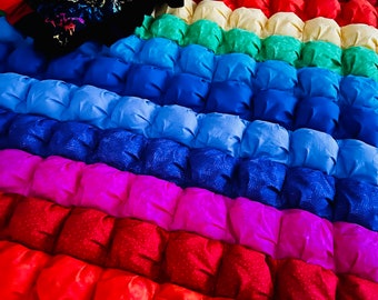 Rainbow Puff Quilt - Throw Blanket - Black border