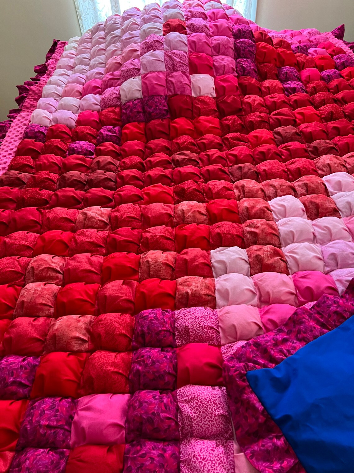 Baby Girl Color Palette Variegated Puff Quilt Baby 45x60 Blanket With