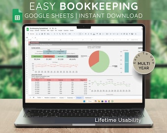 Sjabloon voor boekhouding voor kleine bedrijven: Google Spreadsheets Sales & Expense Tracker (digitale download)