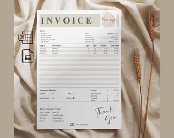 Modern minimalistisch factuursjabloon: bewerkbare facturering voor kleine bedrijven (Excel, pdf)