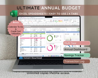 Planificador de presupuesto definitivo en Excel: Hoja de cálculo financiera de 10 años (descarga instantánea)